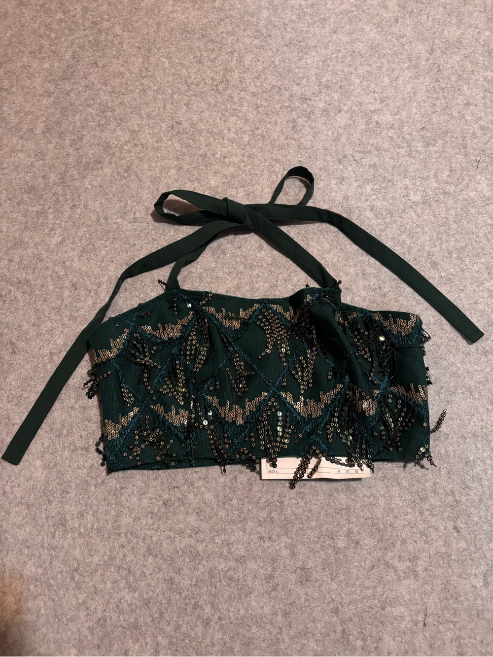 iHeartRaves/YiFu Fashion Moonlit Enchantment Green Sequin Halter Crop Top